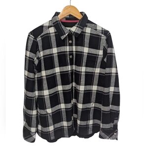 Orvis Women's Plaid Flannel Fleece Lined Snap Button Shirt Shacket Size XL